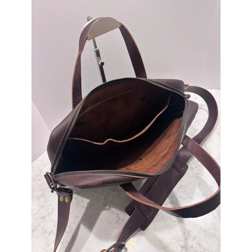 Go Forth Goods Martin Leather Briefcase Dark Brown Handmade Laptop Messenger Bag